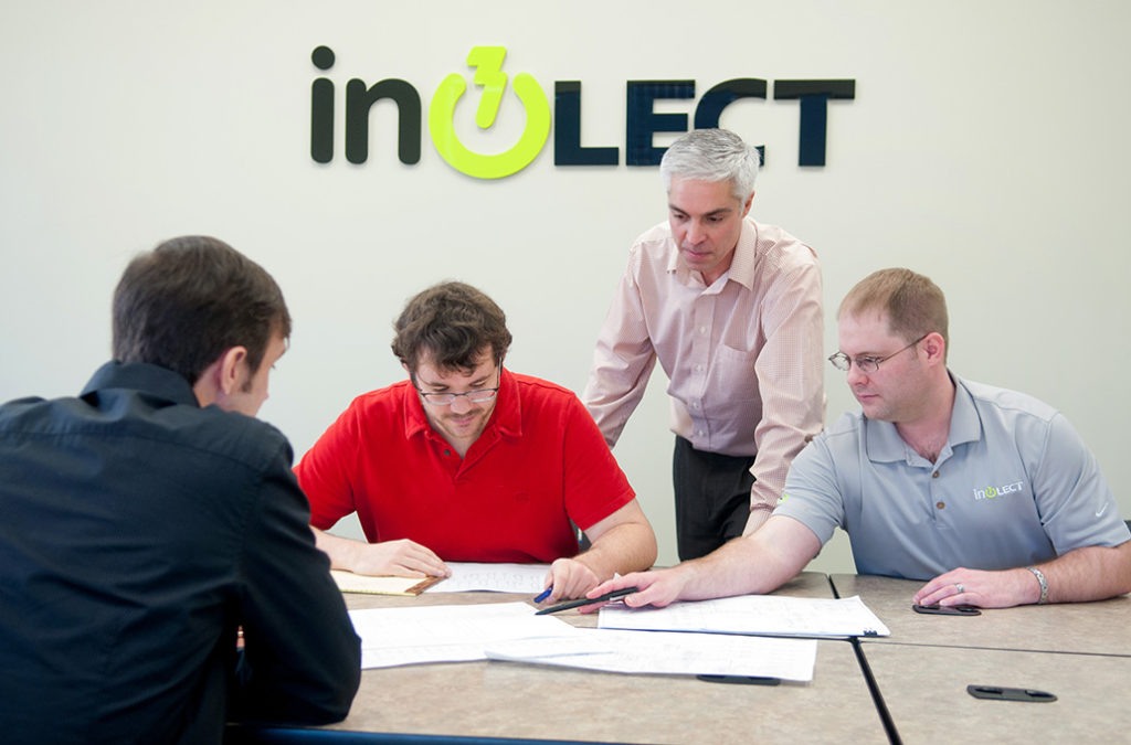 Brent Evans, Taylor Creekbaum and Daniel Brignac of inoLECT